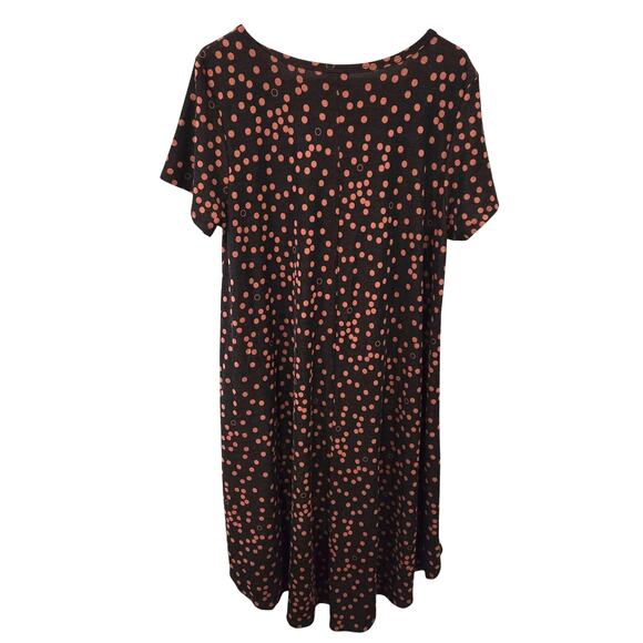 LulaRoe Sz XL Brown Carly Polka Dot Asymmertrical Dress - Picture 4 of 7